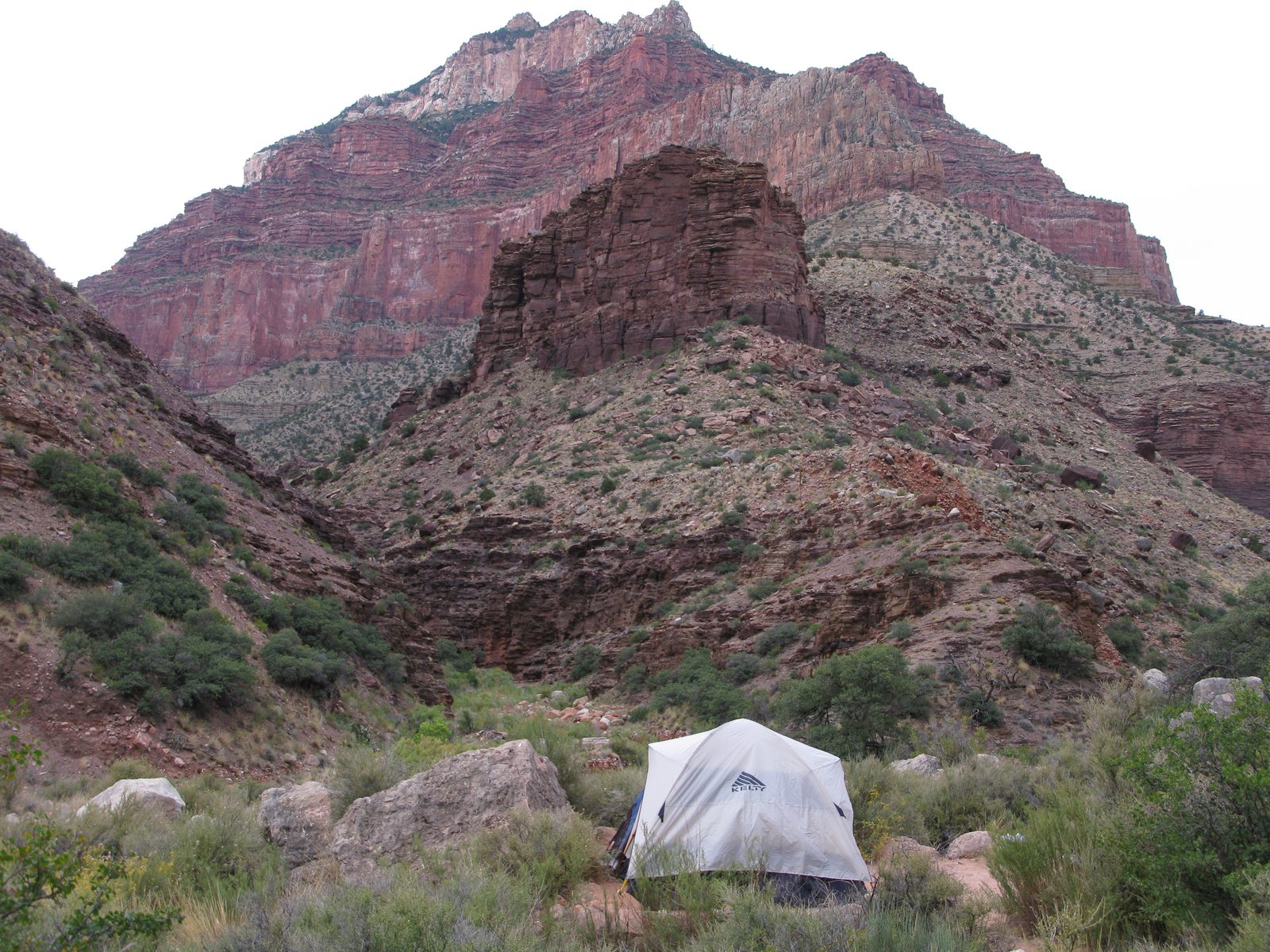A tent at Cottonwood Campground, on the North Kaibab Trail in Grand Canyon National Park